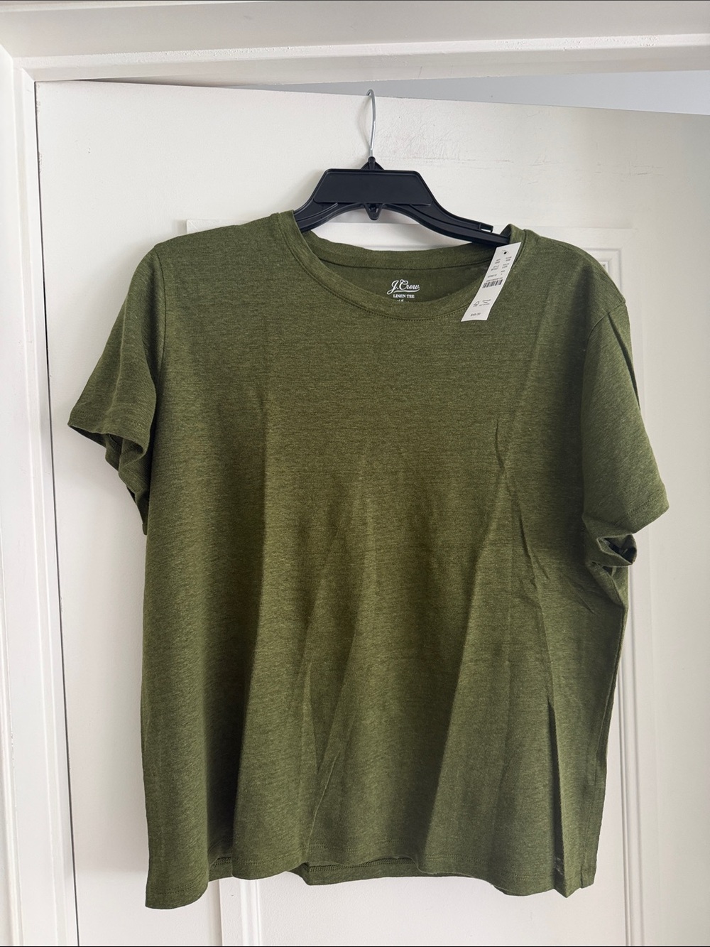 J. Crew Olive Short-Sleeve linen Crewneck Tee
